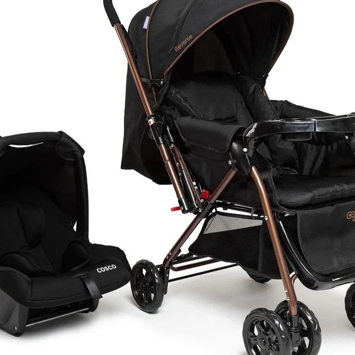 Travel System Cosco Kids, Reverse Duo, 0 a 15kg, Preto Bronze